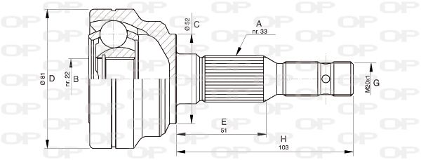 OPEN PARTS Шарнирный комплект, приводной вал CVJ5281.10